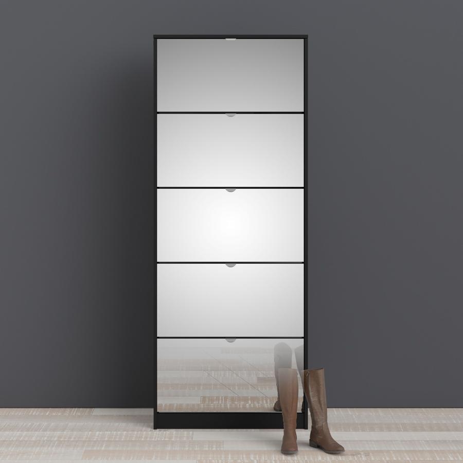 Product photograph of Shoes Black 5 Mirror Flip Down Door Shoe Cabinet from Choice Furniture Superstore.
