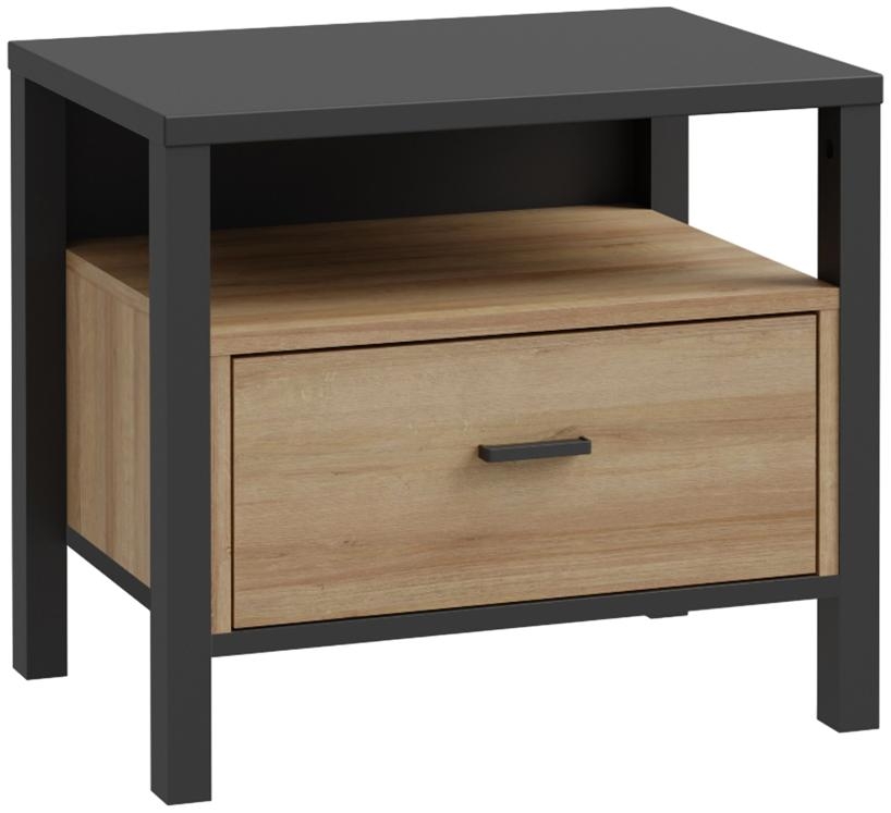 Product photograph of High Rock Matt Black And Riviera Oak Bedside from Choice Furniture Superstore.