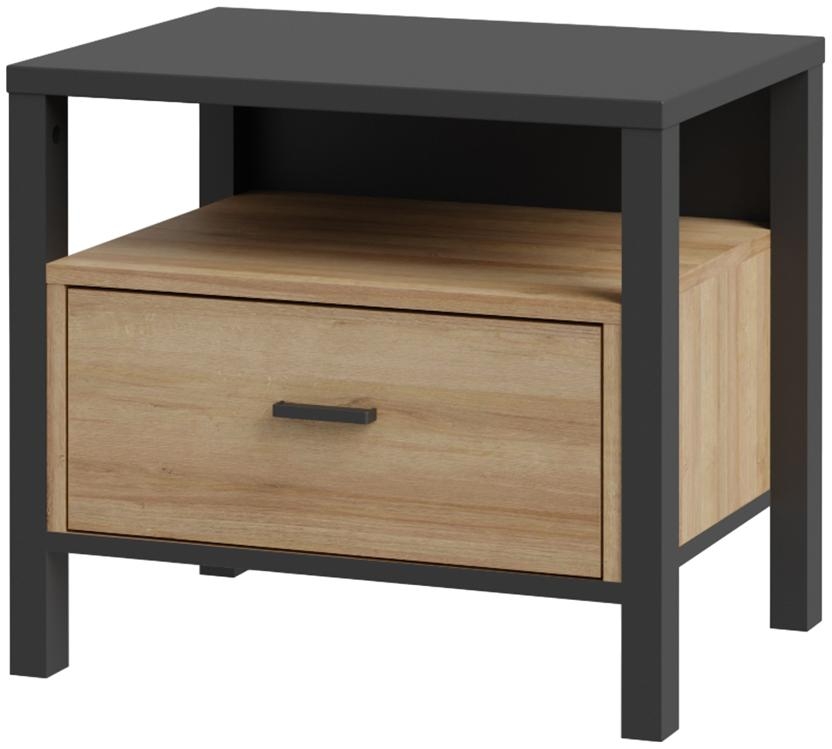 Product photograph of High Rock Matt Black And Riviera Oak Bedside from Choice Furniture Superstore.