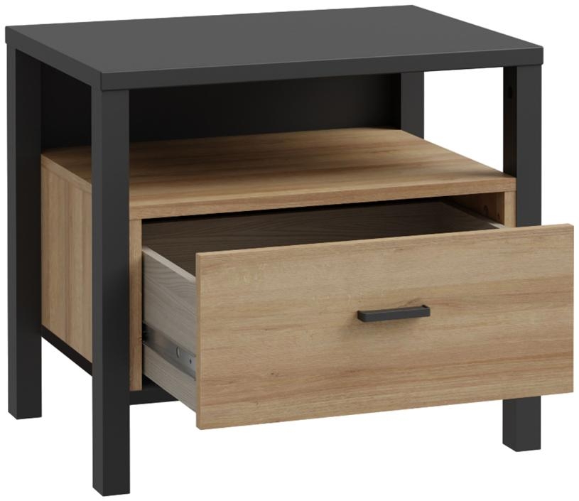 Product photograph of High Rock Matt Black And Riviera Oak Bedside from Choice Furniture Superstore.