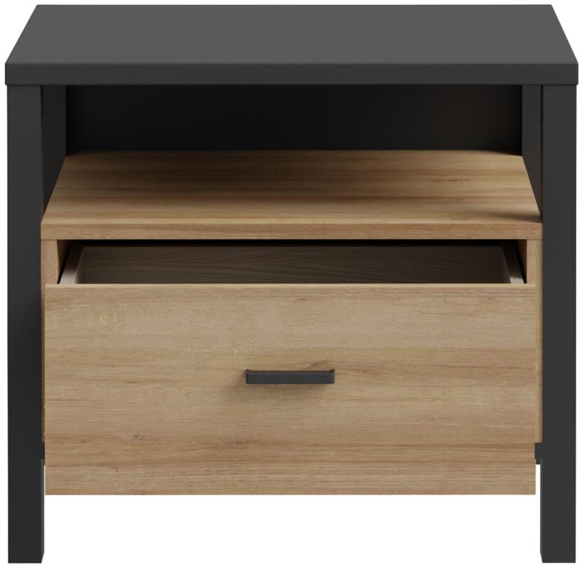 Product photograph of High Rock Matt Black And Riviera Oak Bedside from Choice Furniture Superstore.