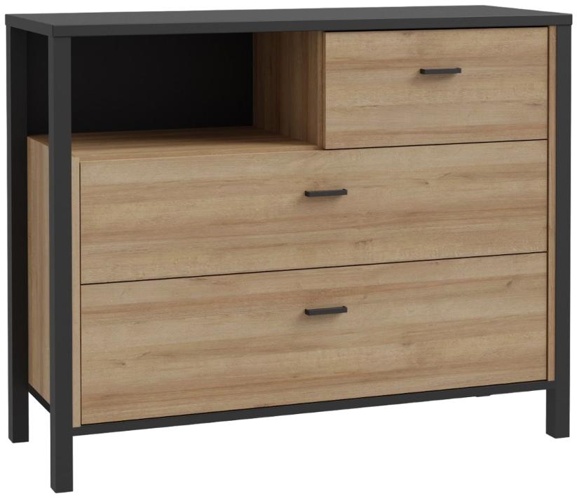 Product photograph of High Rock Oak Effect 3 Drawer Small Chest from Choice Furniture Superstore.