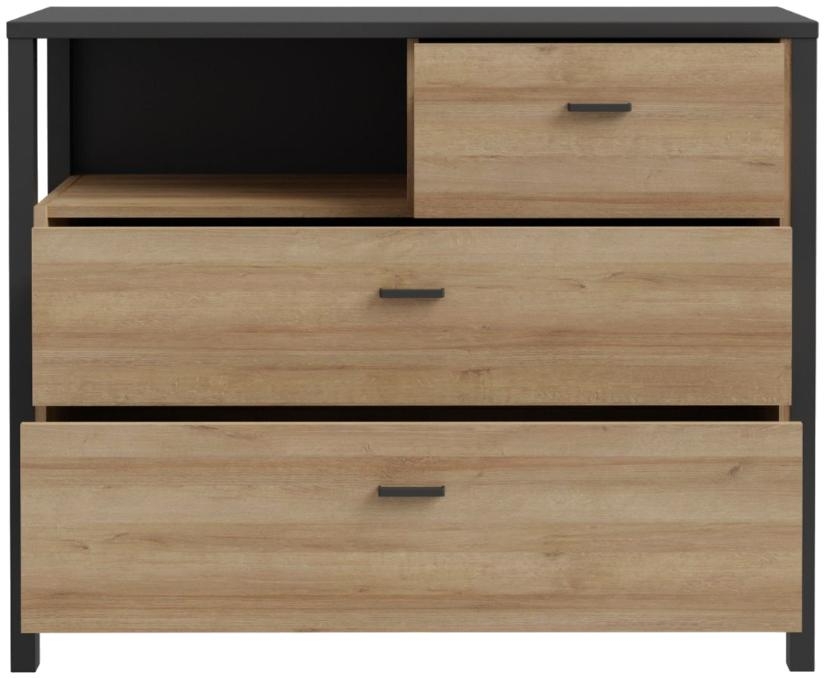 Product photograph of High Rock Oak Effect 3 Drawer Small Chest from Choice Furniture Superstore.