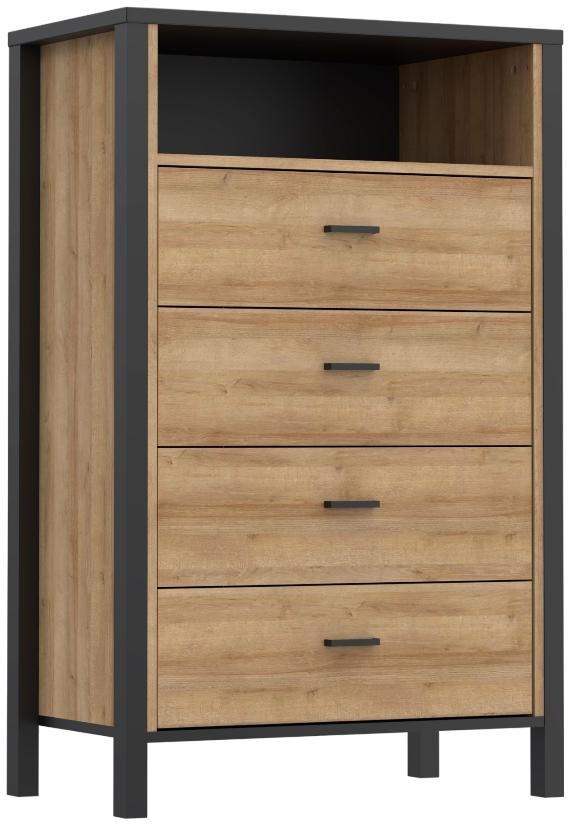 Product photograph of High Rock Oak Effect 4 Drawer Chest from Choice Furniture Superstore.
