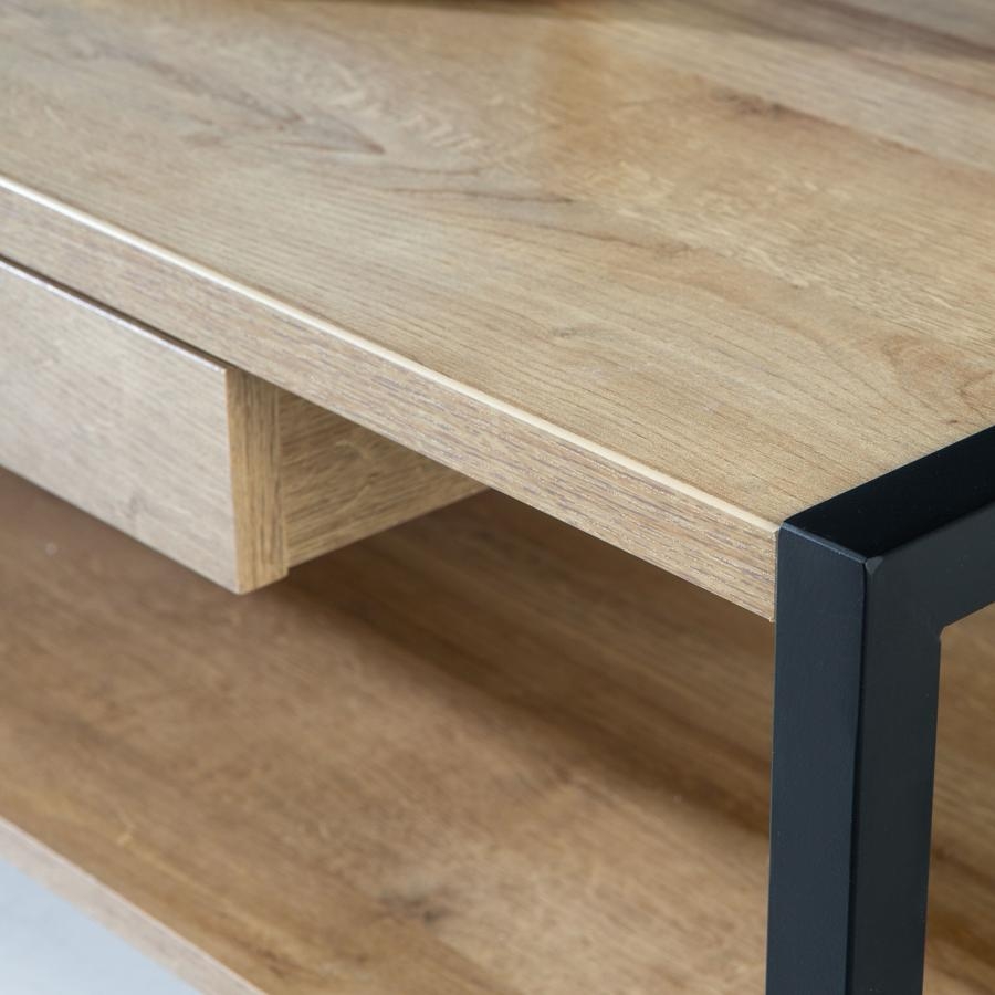 Product photograph of High Rock Matt Black And Riviera Oak Coffee Table from Choice Furniture Superstore.