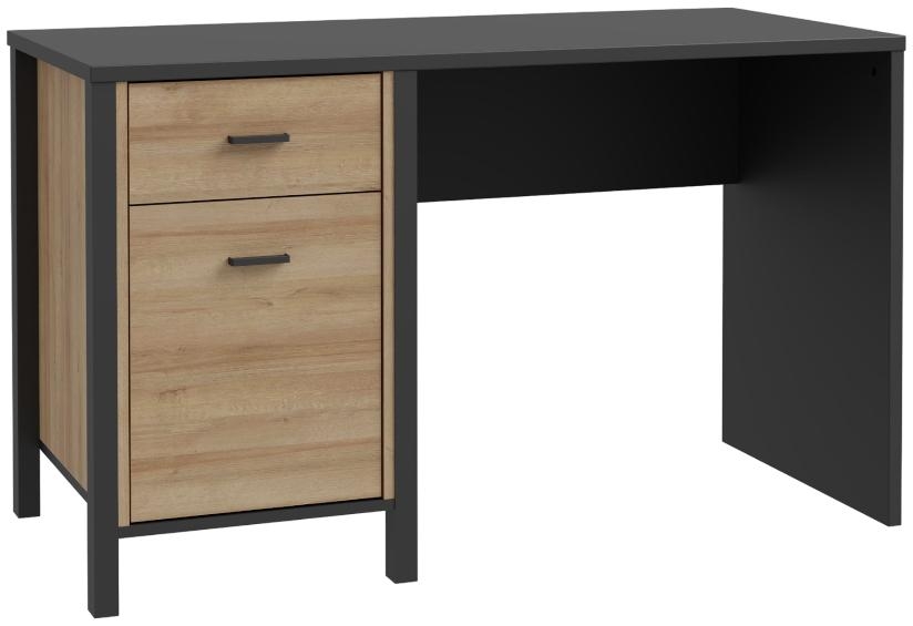 Product photograph of High Rock Matt Black And Riviera Oak 1 Door 1 Drawer Desk from Choice Furniture Superstore.