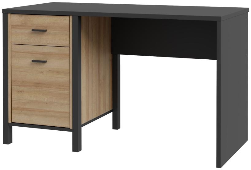 Product photograph of High Rock Matt Black And Riviera Oak 1 Door 1 Drawer Desk from Choice Furniture Superstore.