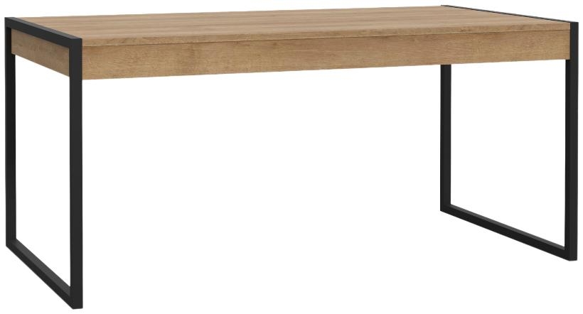 Product photograph of High Rock Matt Black And Riviera Oak Dining Table - 6 Seater from Choice Furniture Superstore.