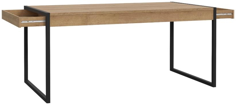 Product photograph of High Rock Matt Black And Riviera Oak Dining Table - 6 Seater from Choice Furniture Superstore.