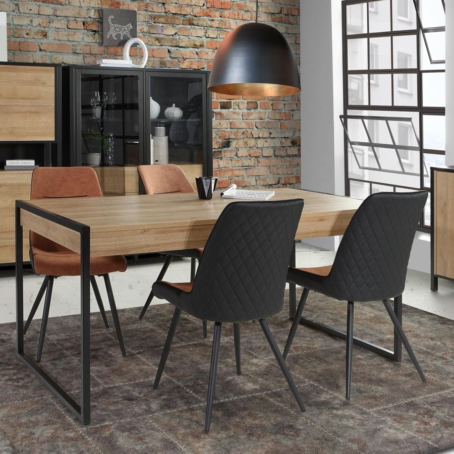 Product photograph of High Rock Matt Black And Riviera Oak Dining Table - 6 Seater from Choice Furniture Superstore.