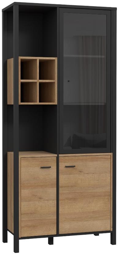 Product photograph of High Rock Oak Effect 4 Door Display Cabinet from Choice Furniture Superstore.