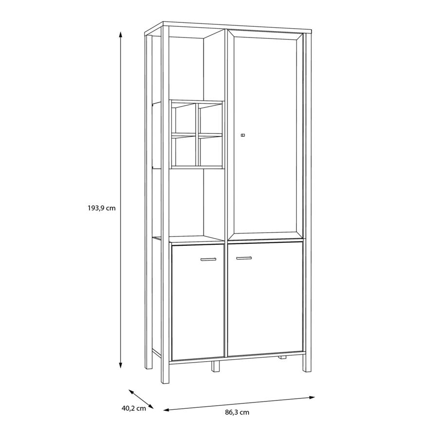 Product photograph of High Rock Oak Effect 4 Door Display Cabinet from Choice Furniture Superstore.