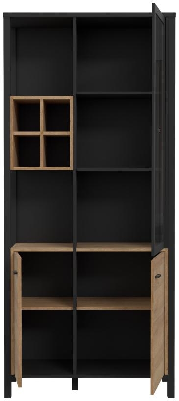 Product photograph of High Rock Oak Effect 4 Door Display Cabinet from Choice Furniture Superstore.