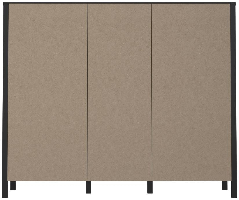 Product photograph of High Rock Matt Black And Riviera Oak 3 Door Shelf Unit from Choice Furniture Superstore.