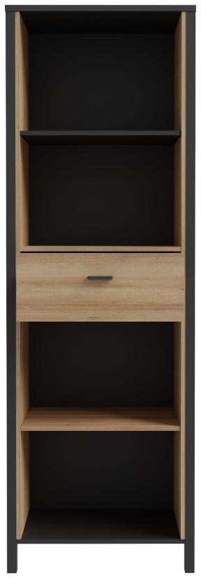 Product photograph of High Rock Matt Black And Riviera Oak 1 Drawer Shelf Unit from Choice Furniture Superstore.
