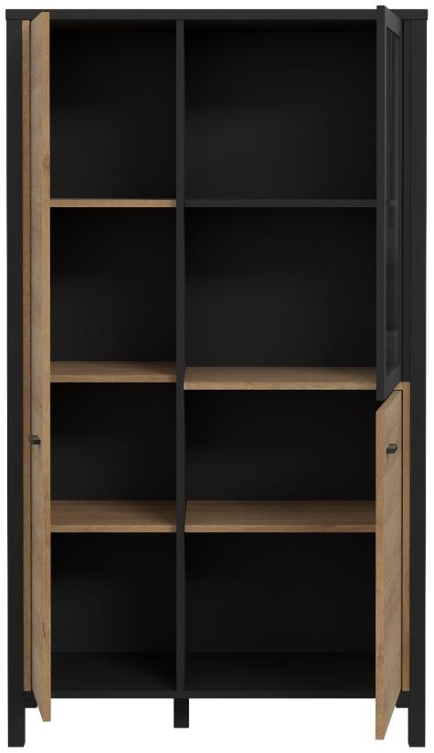 Product photograph of High Rock Oak Effect 3 Door Display Cabinet from Choice Furniture Superstore.