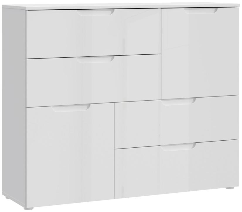 Product photograph of Sienna High Gloss White Abstract 4 Drawer Chest from Choice Furniture Superstore.