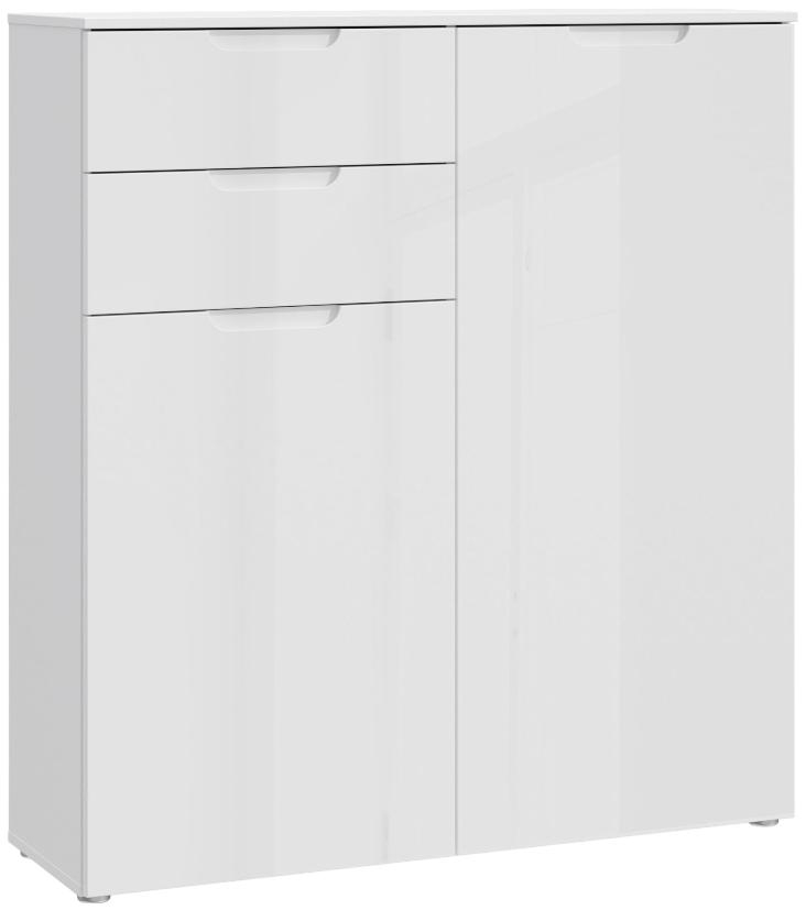 Product photograph of Sienna High Gloss White 2 Drawer Chest from Choice Furniture Superstore.