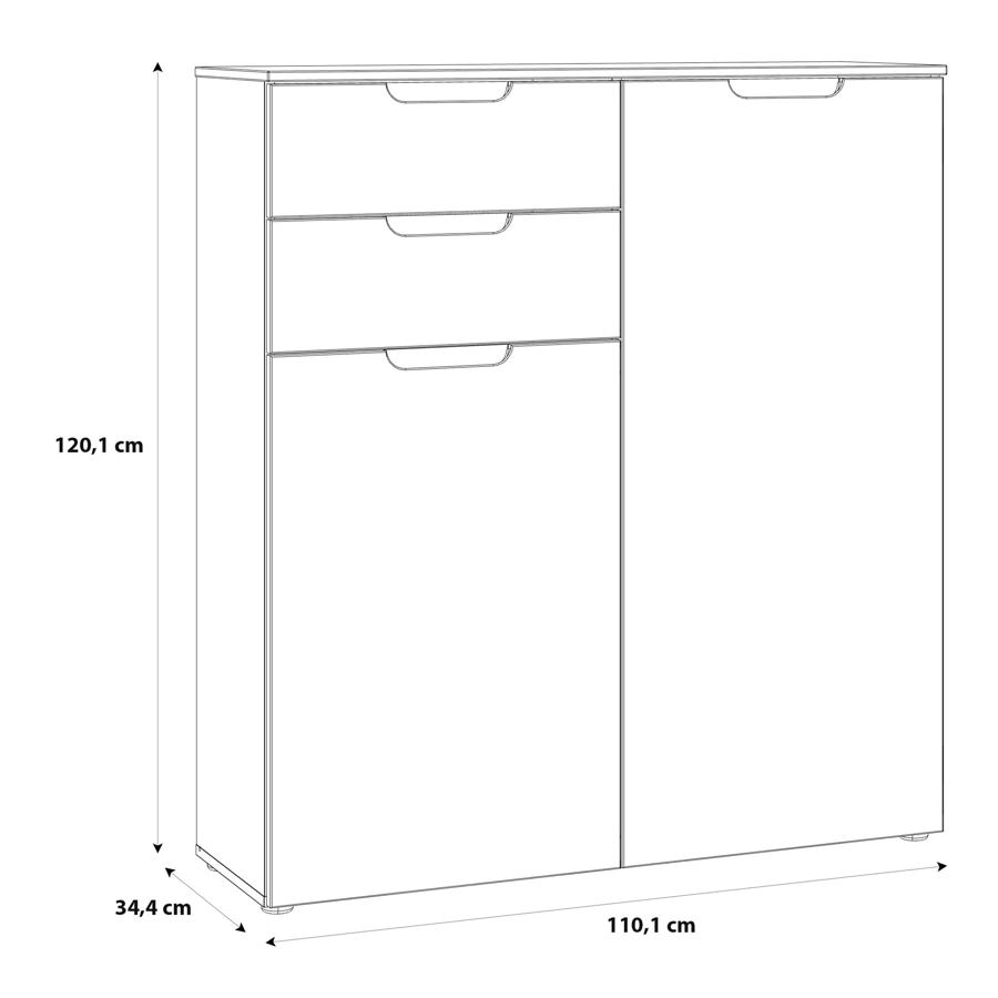 Product photograph of Sienna High Gloss White 2 Drawer Chest from Choice Furniture Superstore.