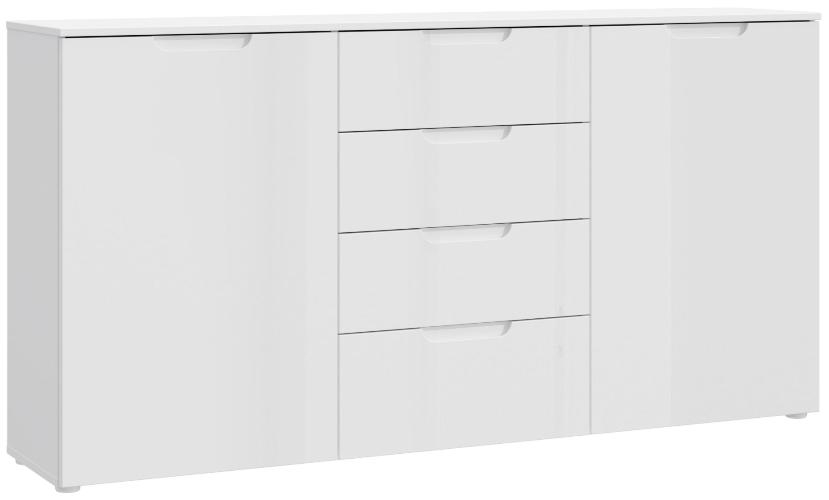 Product photograph of Sienna High Gloss White 2 Door 4 Drawers Wide Chest from Choice Furniture Superstore.