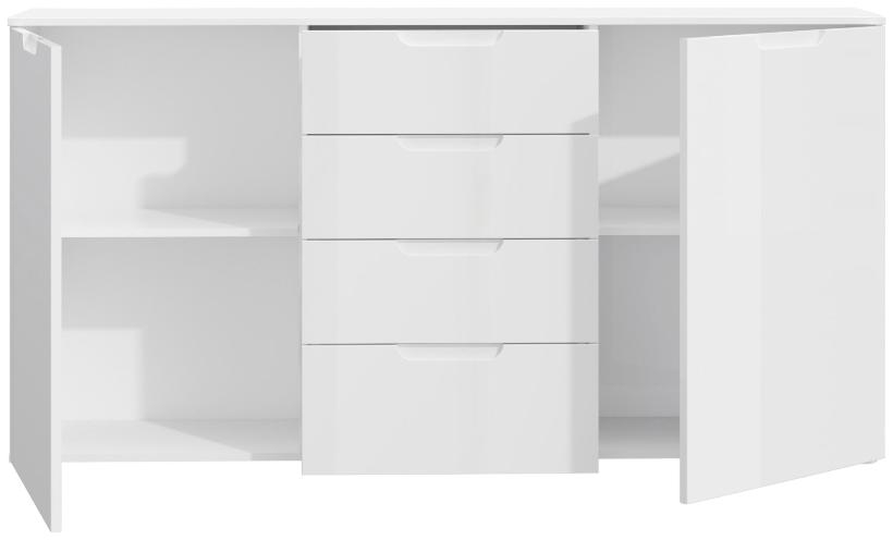 Product photograph of Sienna High Gloss White 2 Door 4 Drawers Wide Chest from Choice Furniture Superstore.
