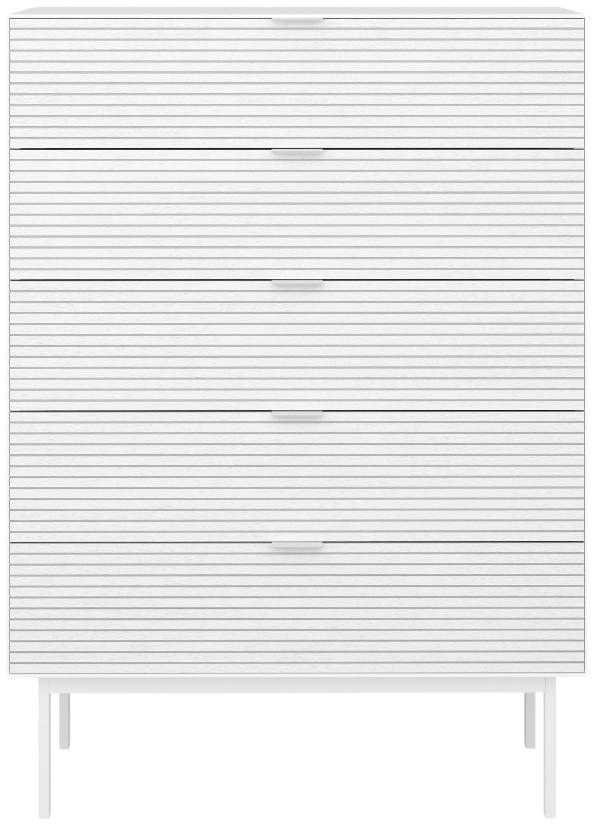 Product photograph of Soma Granulated Pure White Brushed White 5 Drawer Chest from Choice Furniture Superstore.