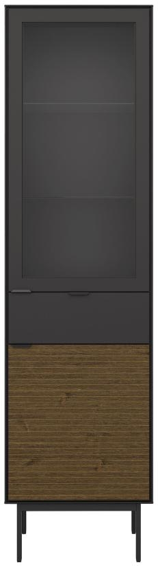 Product photograph of Soma Granulated Black Brushed Espresso 2 Door 1 Drawer Showcase from Choice Furniture Superstore.