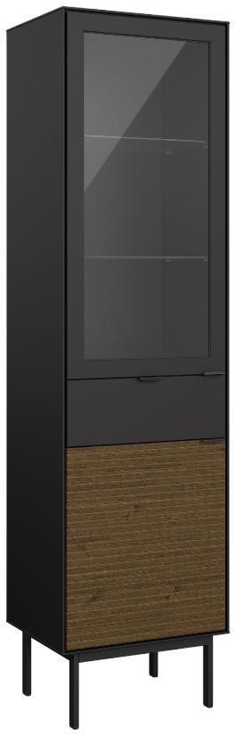 Product photograph of Soma Granulated Black Brushed Espresso 2 Door 1 Drawer Showcase from Choice Furniture Superstore.