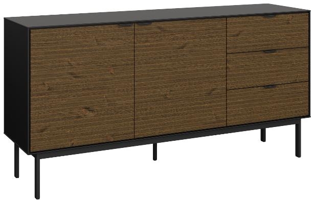 Product photograph of Soma Granulated Black Brushed Espresso 2 Door 3 Drawer Sideboard from Choice Furniture Superstore.