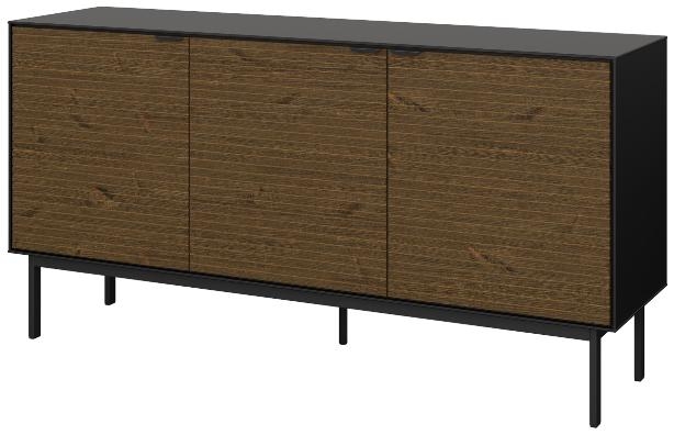Product photograph of Soma Granulated Black Brushed Espresso 3 Door Sideboard from Choice Furniture Superstore.