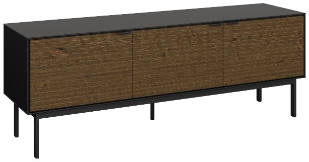 Product photograph of Soma Black And Wood Effect Ribbed 54cm Tv Unit from Choice Furniture Superstore.