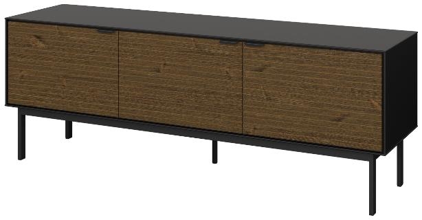 Product photograph of Soma Black And Wood Effect Ribbed 54cm Tv Unit from Choice Furniture Superstore.