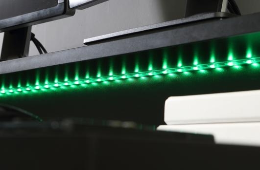 Product photograph of Tezaur Black And Red Led Light Gaming Desk from Choice Furniture Superstore.