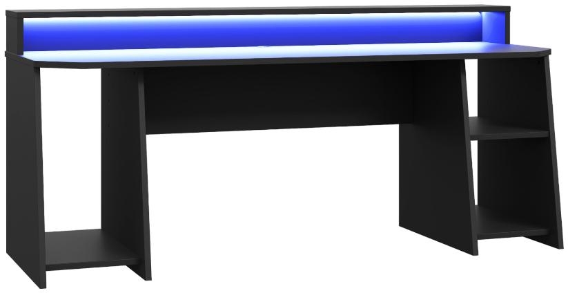 Product photograph of Tezaur Matt Black And Blue Led Gaming Desk from Choice Furniture Superstore.