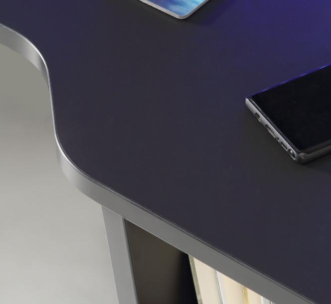 Product photograph of Tezaur Matt Black And Blue Led Gaming Desk from Choice Furniture Superstore.