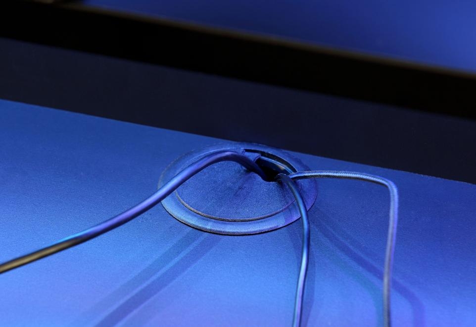 Product photograph of Tezaur Black And Blue Led Light Gaming Desk from Choice Furniture Superstore.