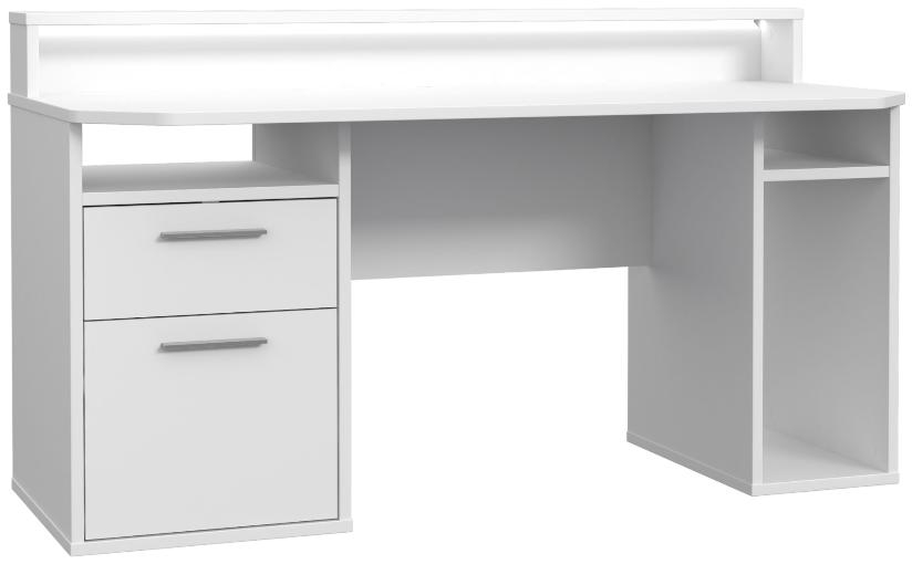 Product photograph of Tezaur White 2 Drawer Led Light Gaming Desk from Choice Furniture Superstore.