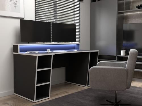 Product photograph of Tezaur Black Led Light Gaming Desk from Choice Furniture Superstore.
