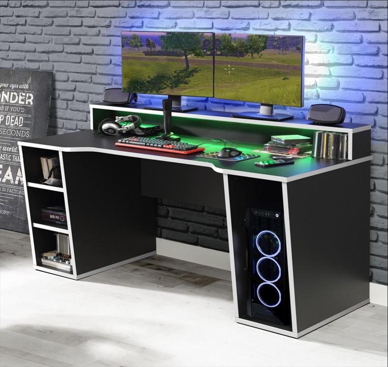 Product photograph of Tezaur Black Led Gaming Desk from Choice Furniture Superstore.