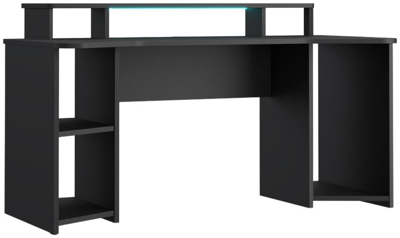 Product photograph of Tezaur Black 1 Shelf Led Gaming Desk from Choice Furniture Superstore.