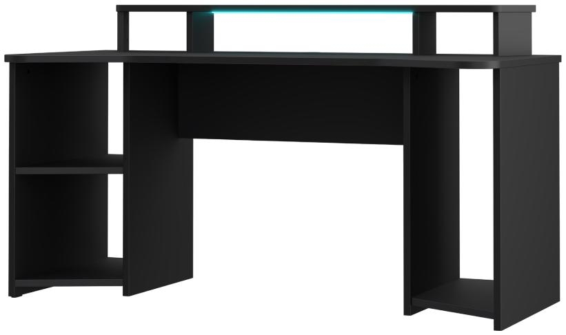 Product photograph of Tezaur Black 1 Shelf Led Gaming Desk from Choice Furniture Superstore.