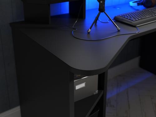 Product photograph of Tezaur Matt Black Led Gaming Desk from Choice Furniture Superstore.