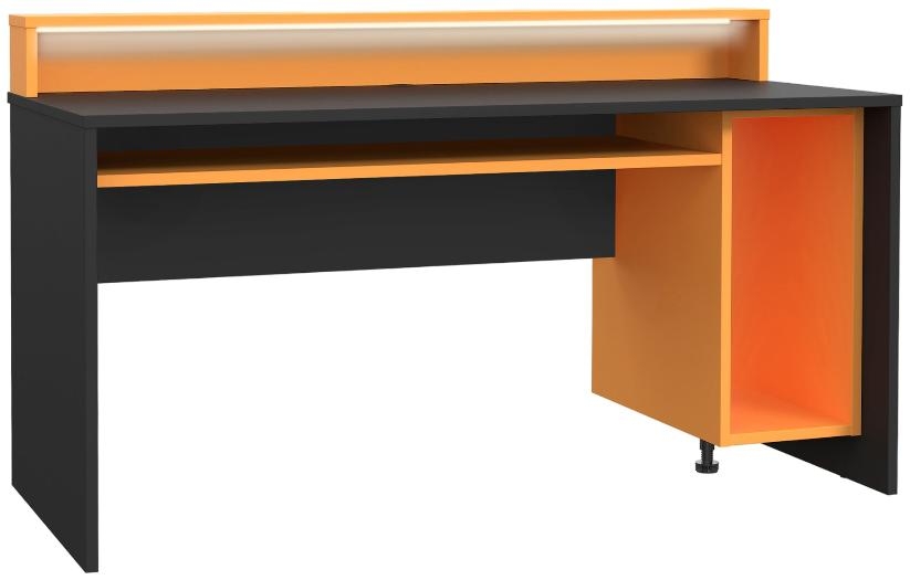 Product photograph of Tezaur Matt Black And Orange Led Gaming Desk from Choice Furniture Superstore.