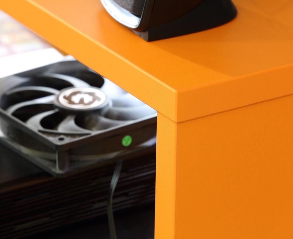 Product photograph of Tezaur Black And Orange Led Light Gaming Desk from Choice Furniture Superstore.