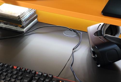 Product photograph of Tezaur Matt Black And Orange Led Gaming Desk from Choice Furniture Superstore.