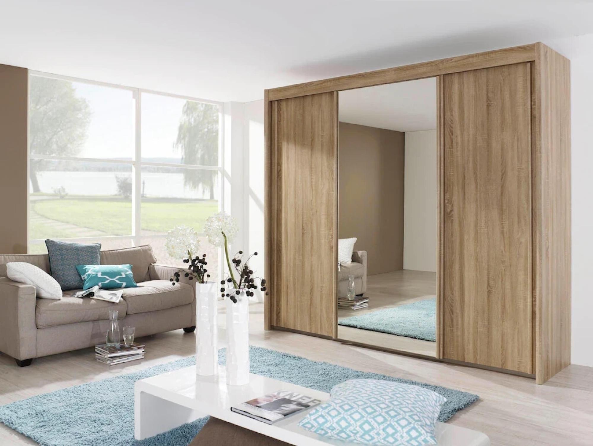 Product photograph of Rauch Imperial 3 Door 1 Mirror Sliding Wardrobe In Sonoma Oak - W 250cm from Choice Furniture Superstore.