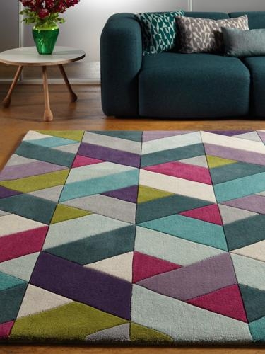 Product photograph of Asiatic Funk Chevron 02 Blue Green Rug from Choice Furniture Superstore.