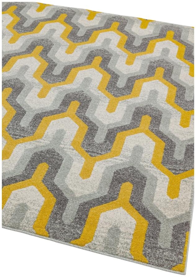 Product photograph of Asiatic Nova Nv14 Geo Yellow Rug from Choice Furniture Superstore.