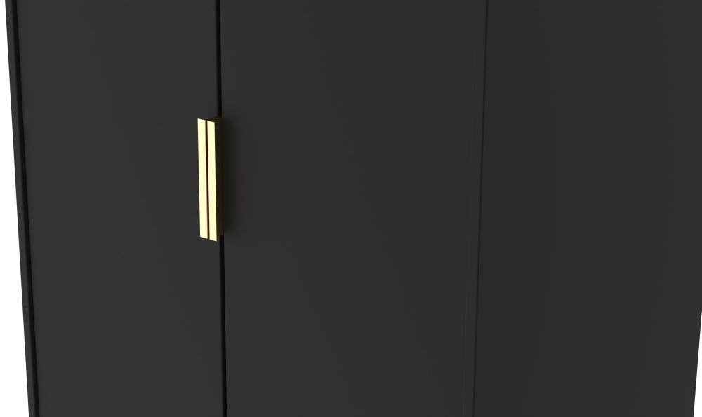 Product photograph of Clearance - Diego Black Gold 2 Door Tall Wardrobe - P7 from Choice Furniture Superstore.