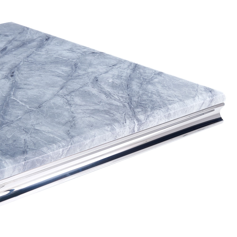 Product photograph of Lisbon Grey Marble And Chrome Dining Table from Choice Furniture Superstore.